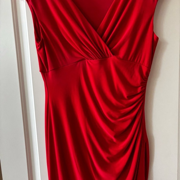 Lauren Ralph Lauren Barolo Red Ruched Empire-Waist Cap-Sleeve‎ Dress size 10 - Picture 6 of 12